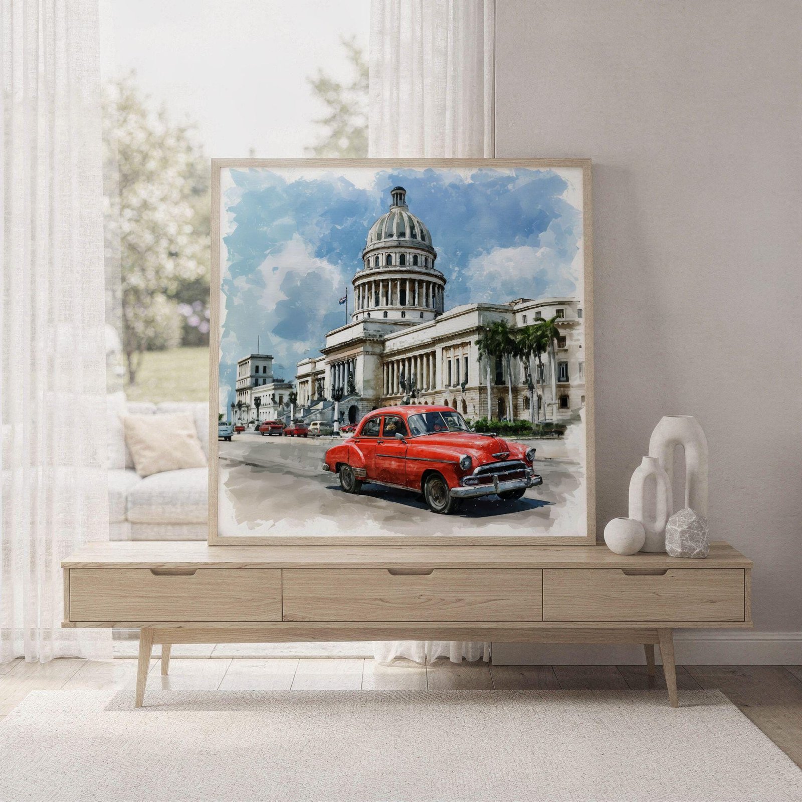 El Capitolio Havana Cuba Watercolor Print: Cuban Travel Art Poster Square - Image 7