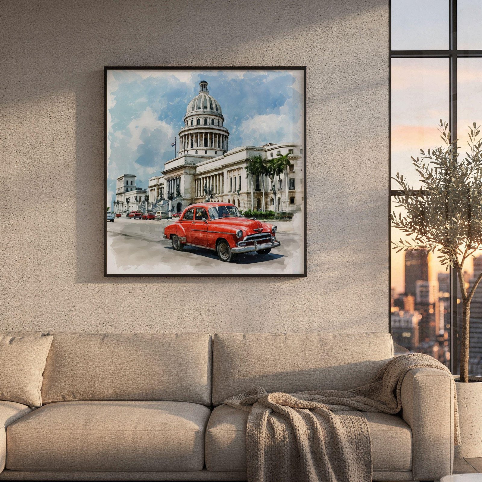 El Capitolio Havana Cuba Watercolor Print: Cuban Travel Art Poster Square - Image 8