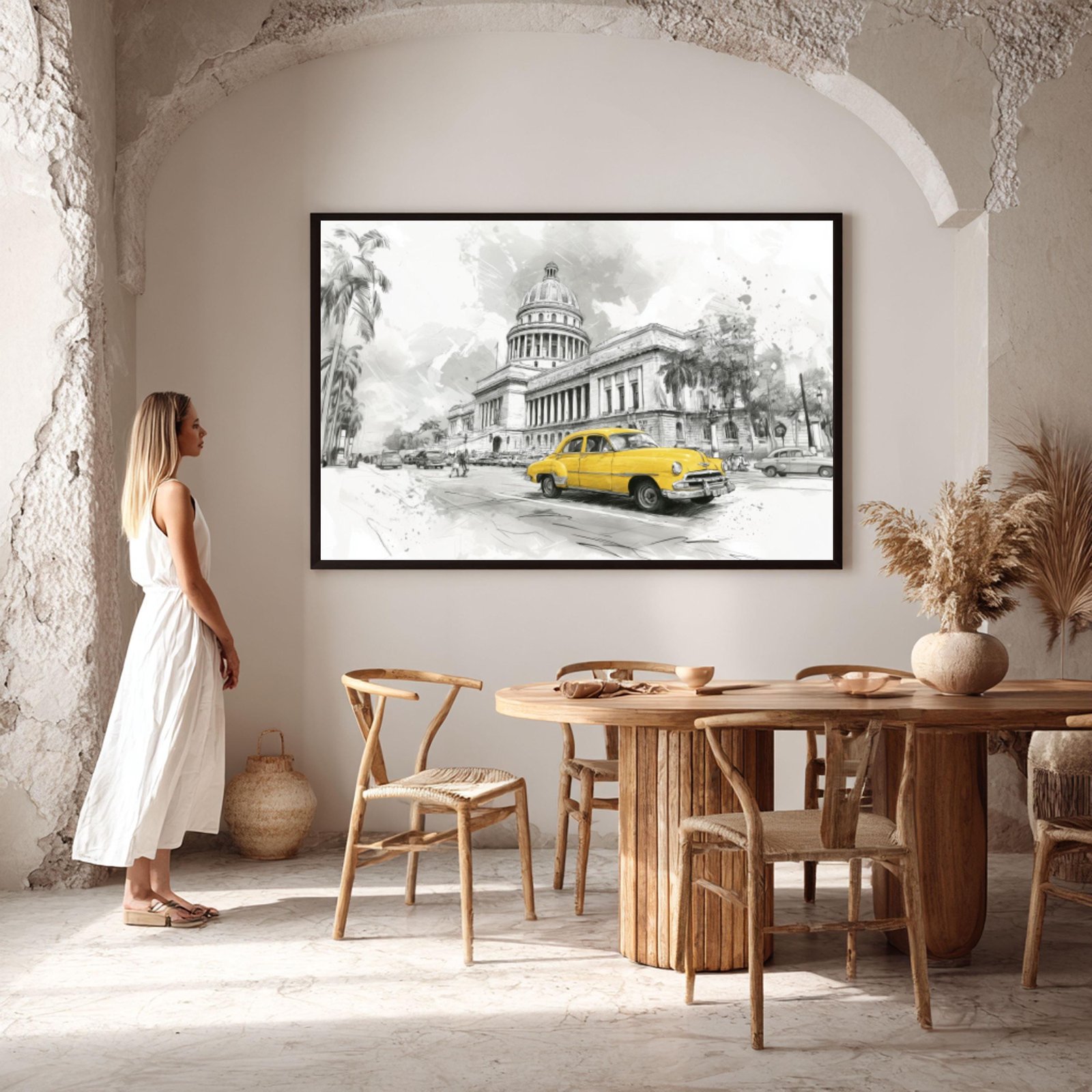 El Capitolio Havana Cuba Pencil Sketch Print: Cuban Travel Art Poster - Image 6