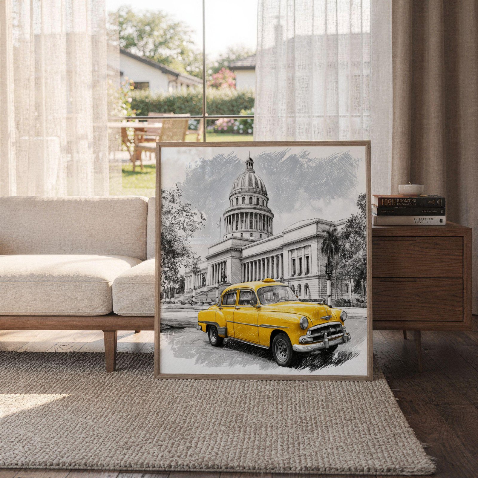 El Capitolio Havana Cuba Pencil Sketch Print: Cuban Travel Art Poster Square - Image 6