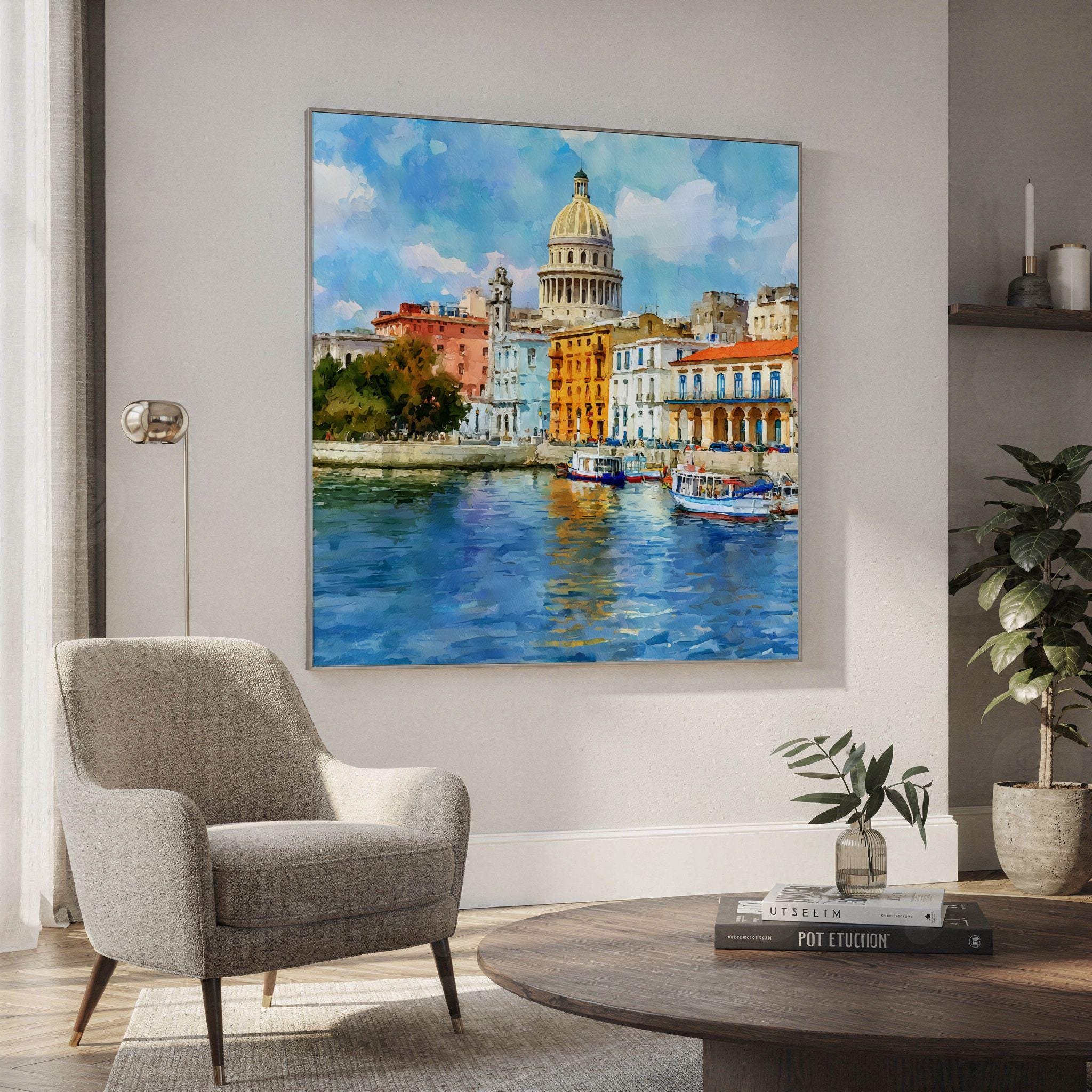 Old Havana Cuba Watercolor Print: Cuban Travel Art Poster Square - Image 2
