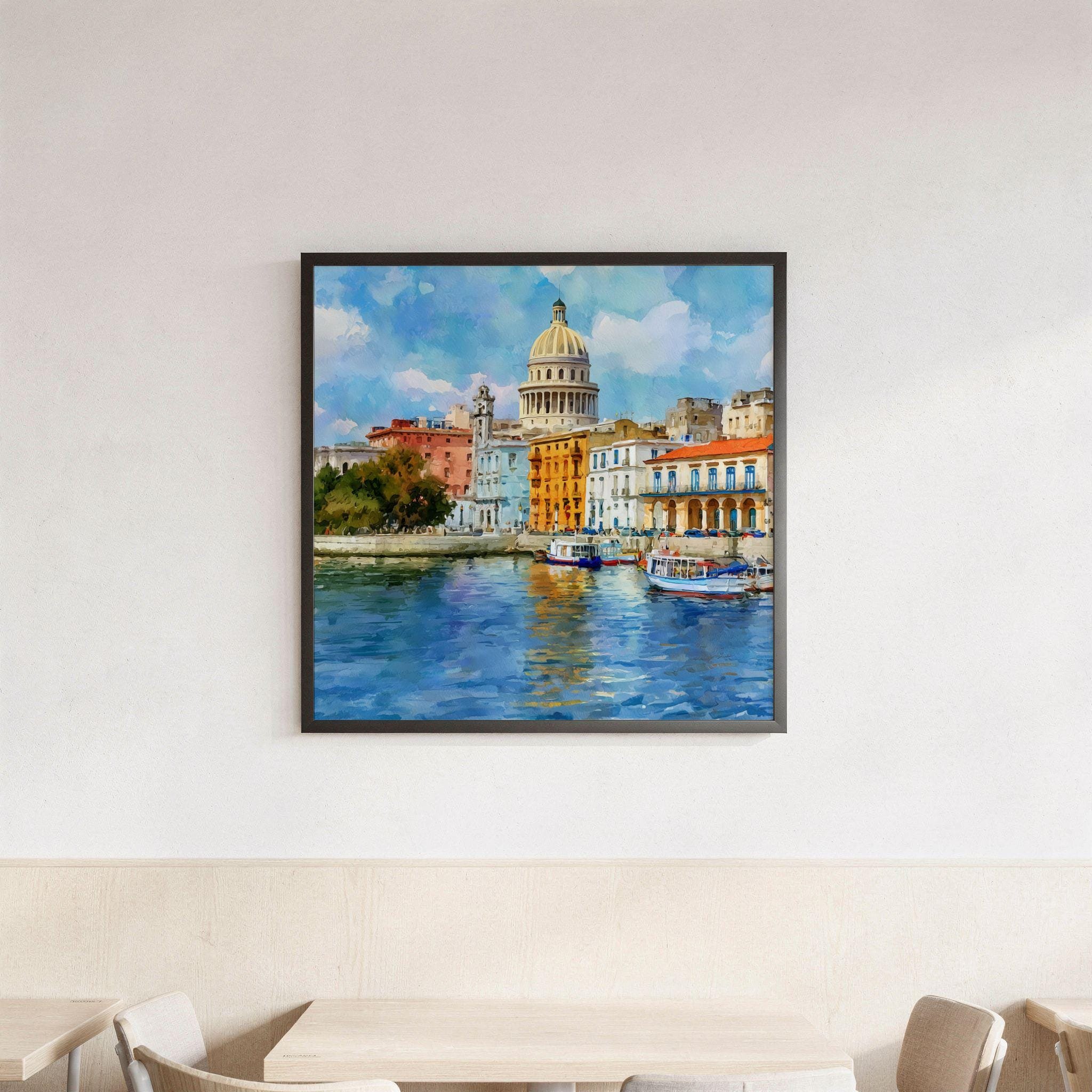 Old Havana Cuba Watercolor Print: Cuban Travel Art Poster Square - Image 3