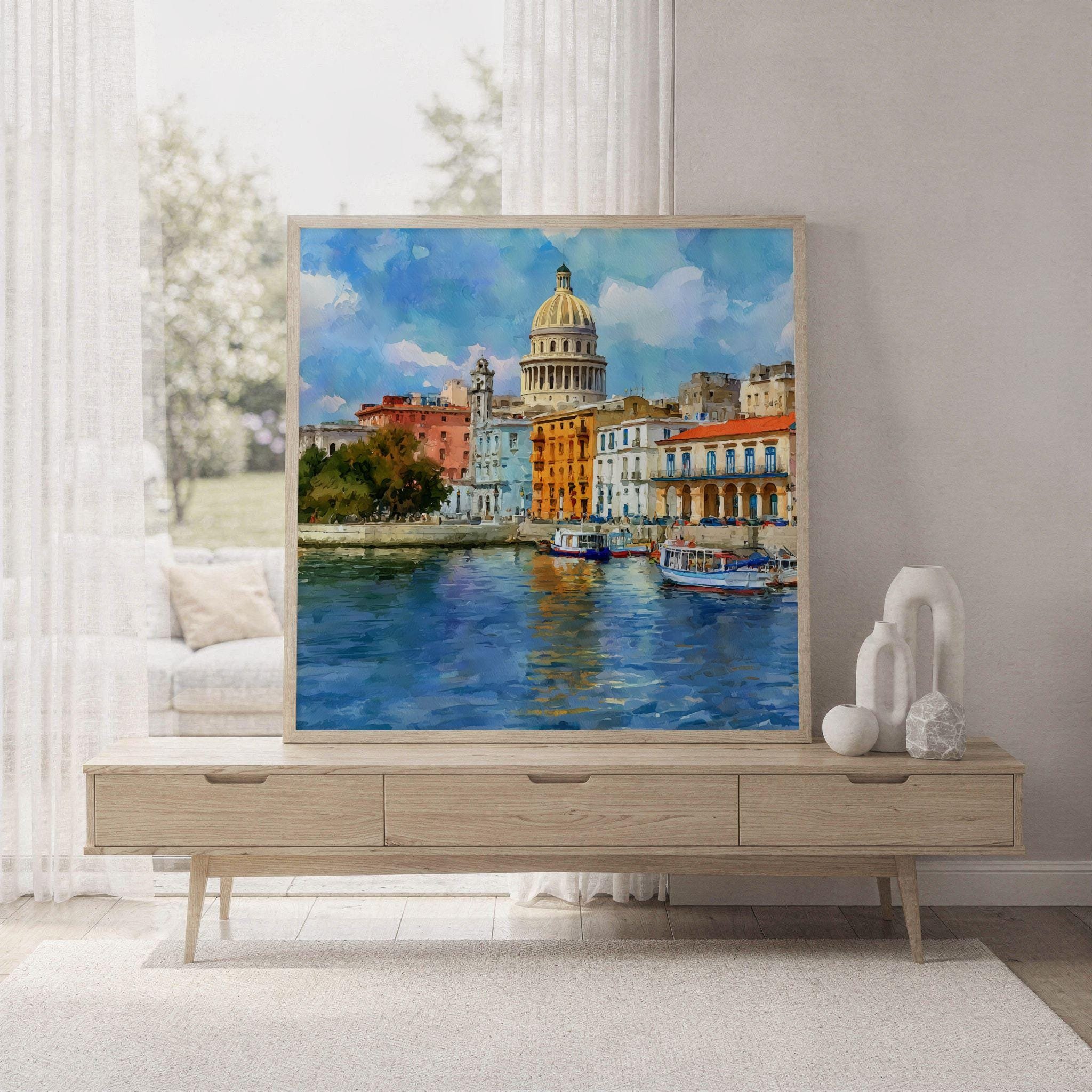 Old Havana Cuba Watercolor Print: Cuban Travel Art Poster Square - Image 7