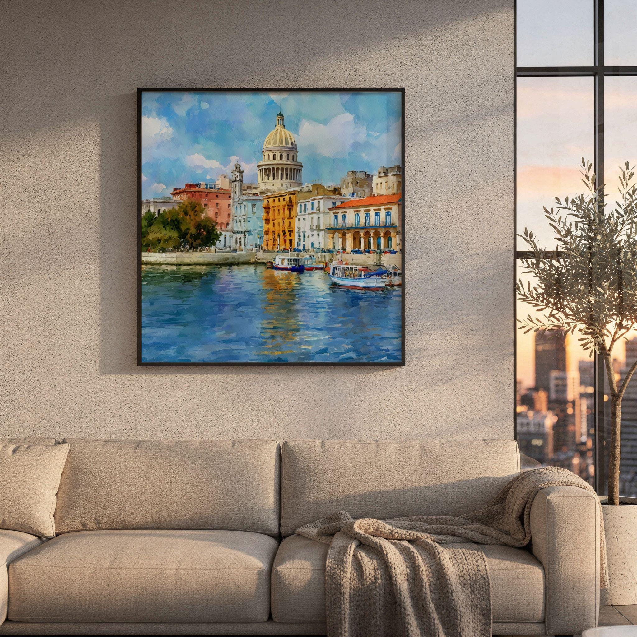 Old Havana Cuba Watercolor Print: Cuban Travel Art Poster Square - Image 8