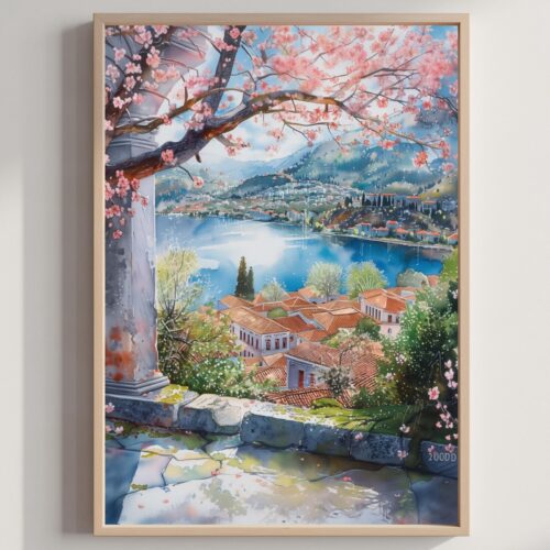 Ioannina Greece Watercolor Print: Greek Travel Art Poster