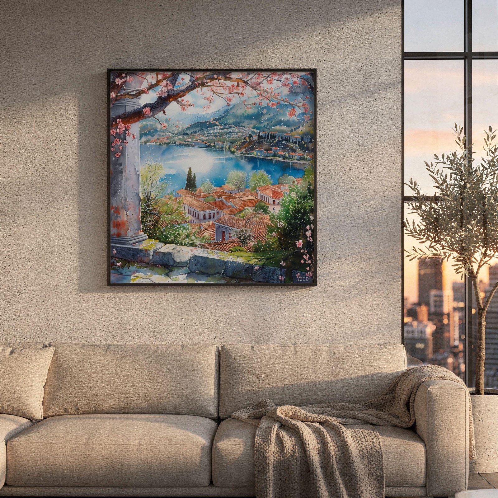 Ioannina Greece Watercolor Print: Greek Travel Art Poster Square - Image 8