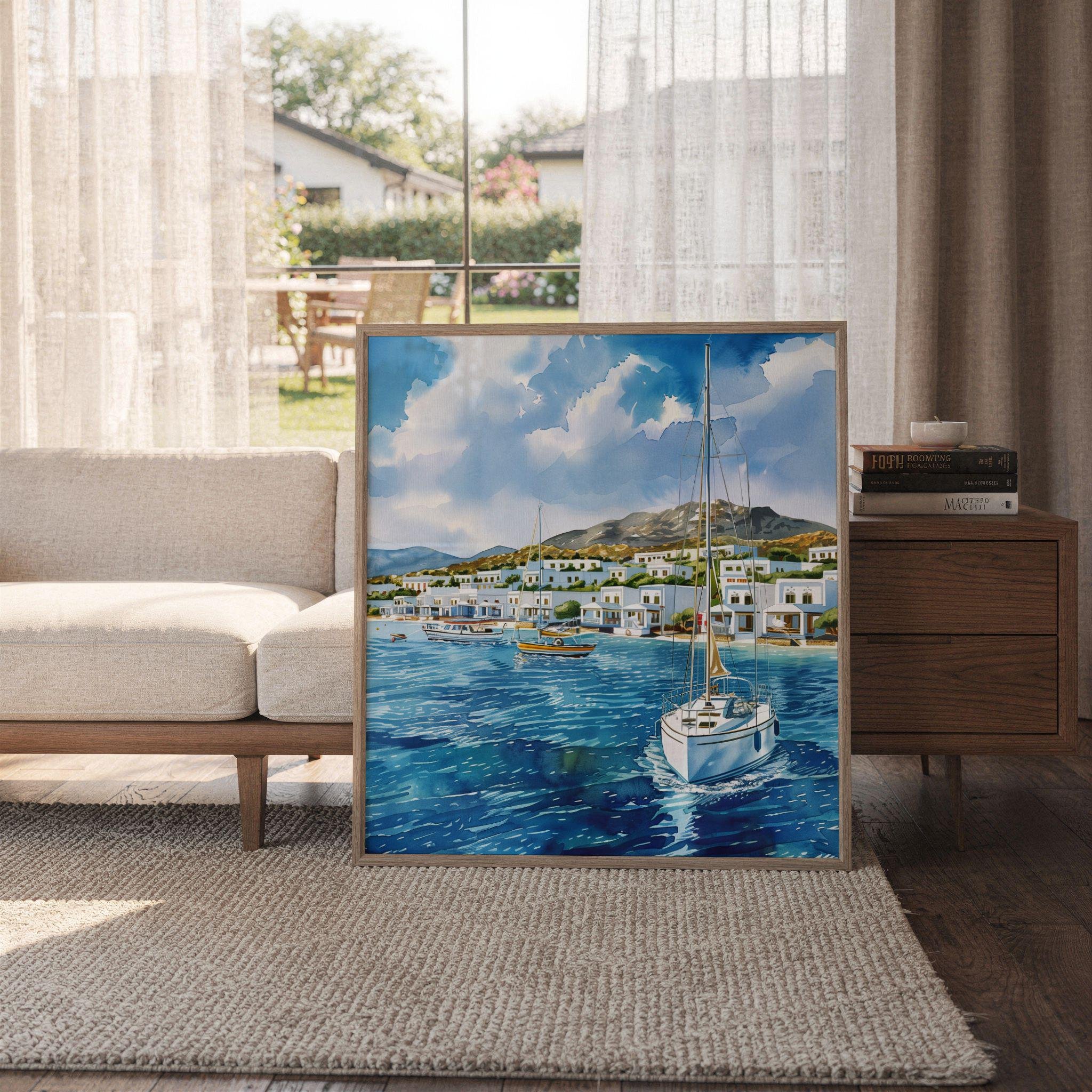 Kos Island Greece Watercolor Print: Greek Travel Art Poster Square - Image 6
