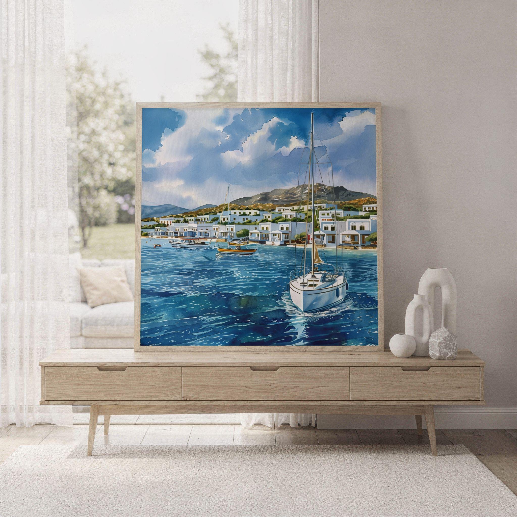 Kos Island Greece Watercolor Print: Greek Travel Art Poster Square - Image 7