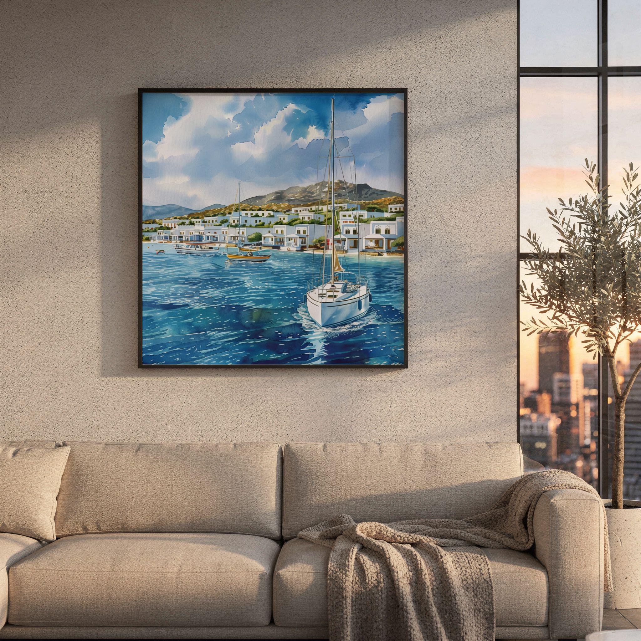 Kos Island Greece Watercolor Print: Greek Travel Art Poster Square - Image 8