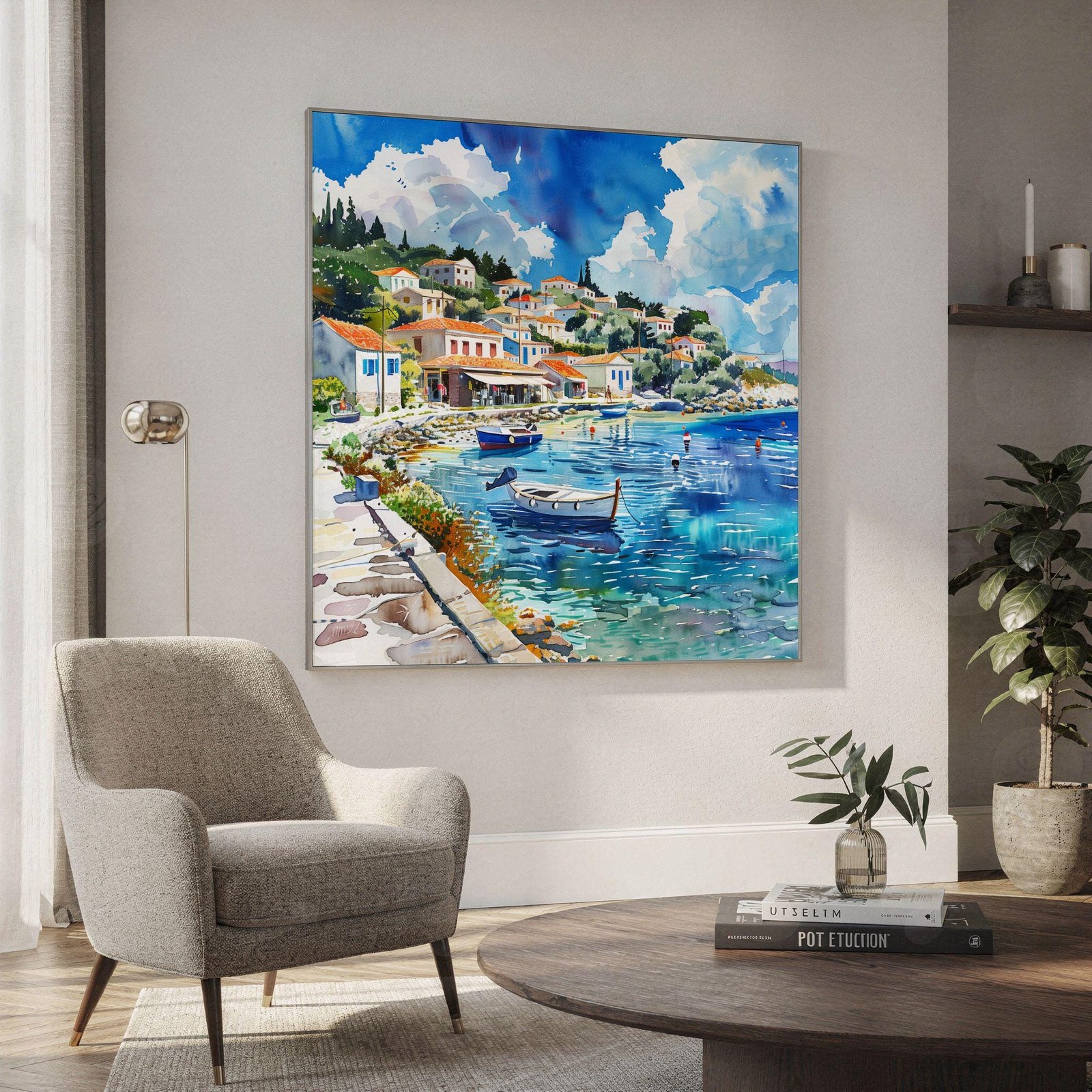 Paxos Island Greece Watercolor Print: Greek Travel Art Poster Square - Image 2