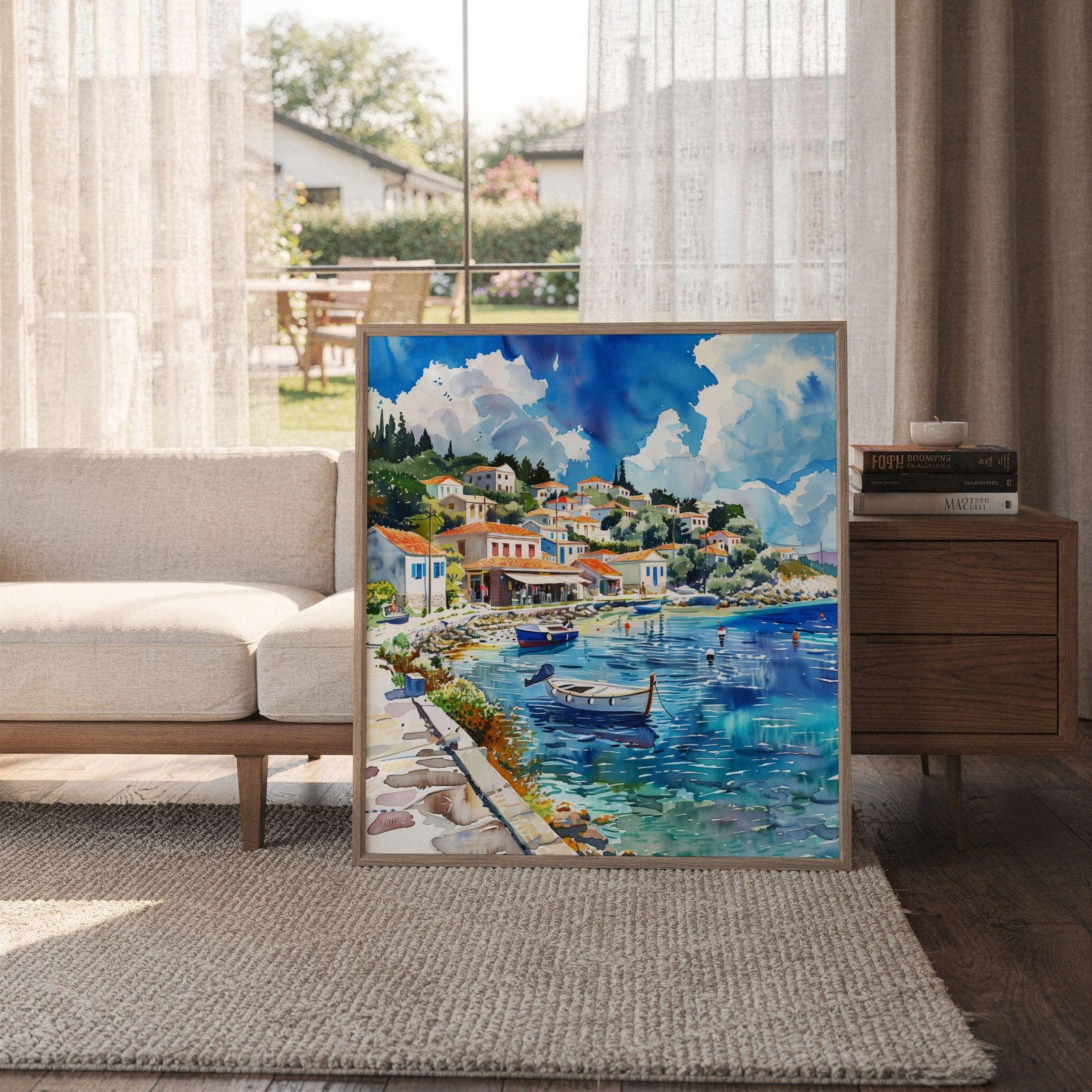 Paxos Island Greece Watercolor Print: Greek Travel Art Poster Square - Image 6