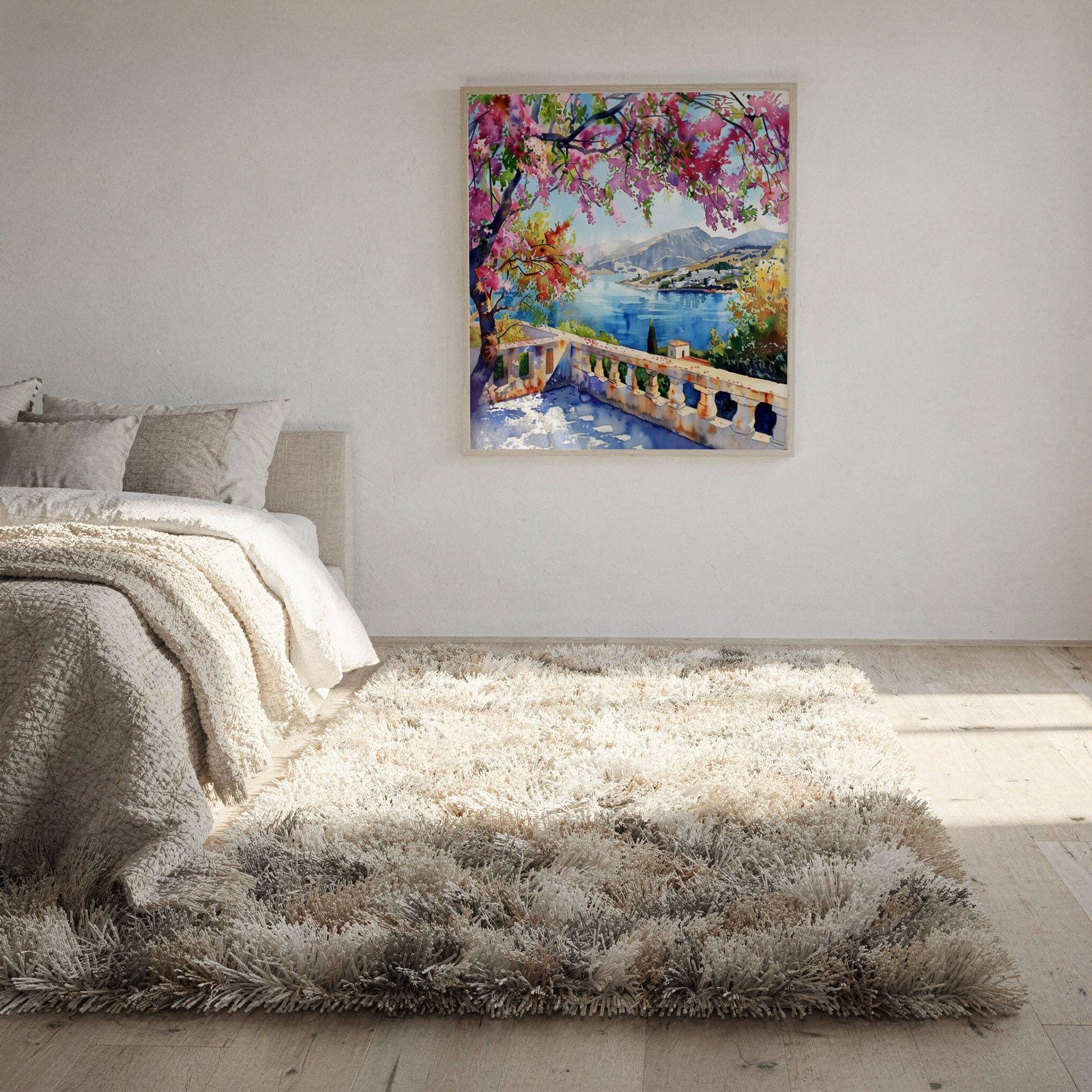 Syros Island Greece Watercolor Print: Greek Travel Art Poster Square - Image 10