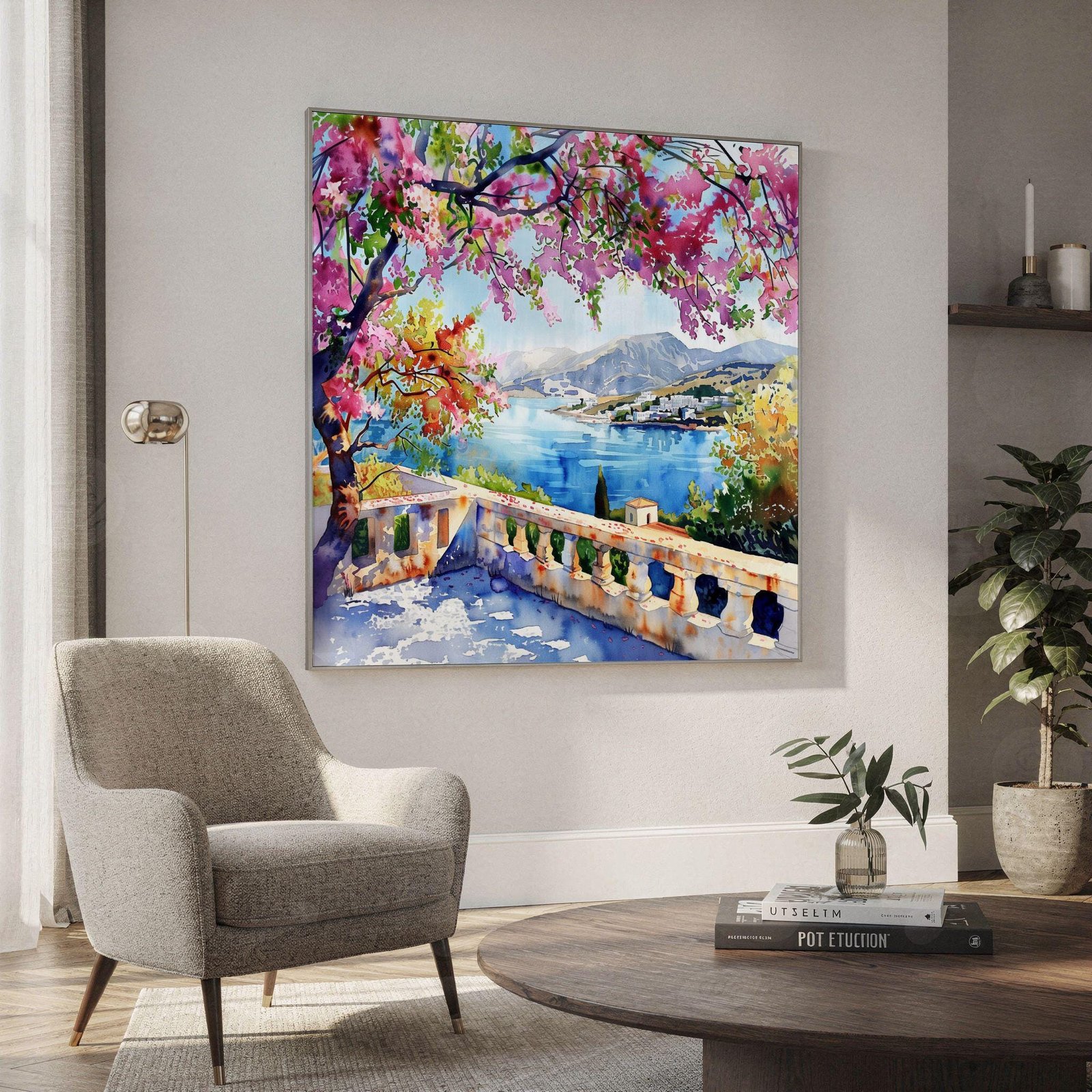 Syros Island Greece Watercolor Print: Greek Travel Art Poster Square - Image 2