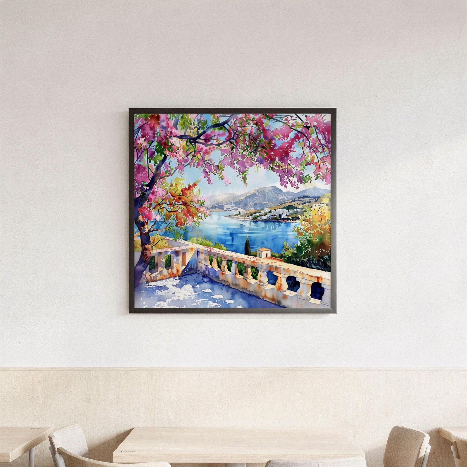 Syros Island Greece Watercolor Print: Greek Travel Art Poster Square - Image 3
