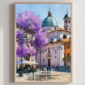 Brescia Lombardy Italy Watercolor Print: Italian Travel Art Poster