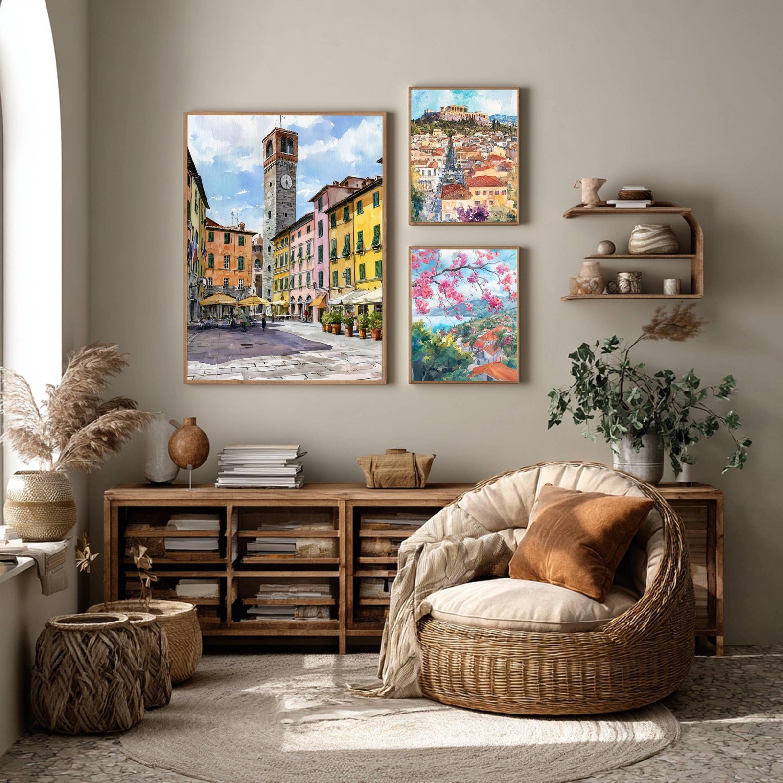 Lucca Tuscany Italy Europe Watercolor Print: Italian Travel Art Poster - Image 2