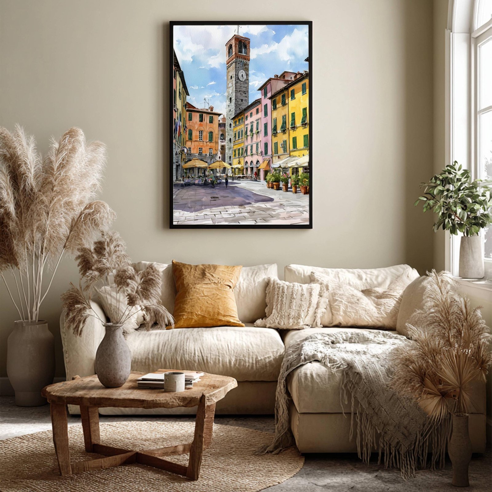 Lucca Tuscany Italy Europe Watercolor Print: Italian Travel Art Poster - Image 4