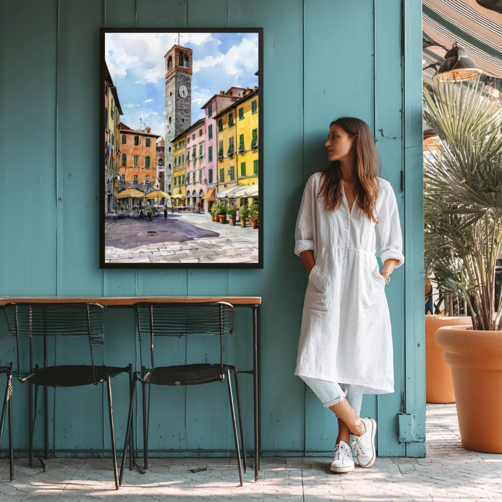 Lucca Tuscany Italy Europe Watercolor Print: Italian Travel Art Poster - Image 9