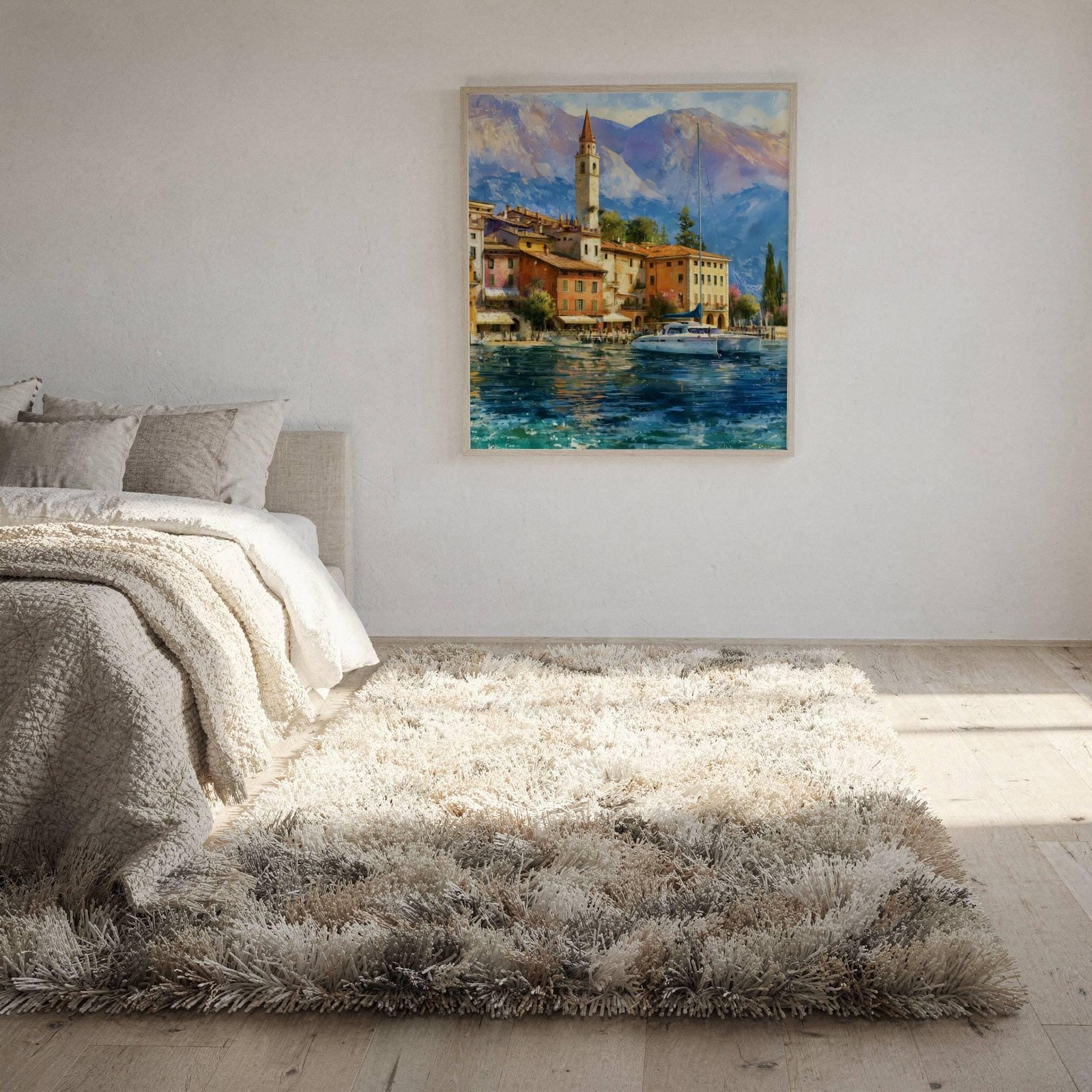 Sirmione Lake Garda Italy Watercolor Print: Travel Art Poster Square - Image 10