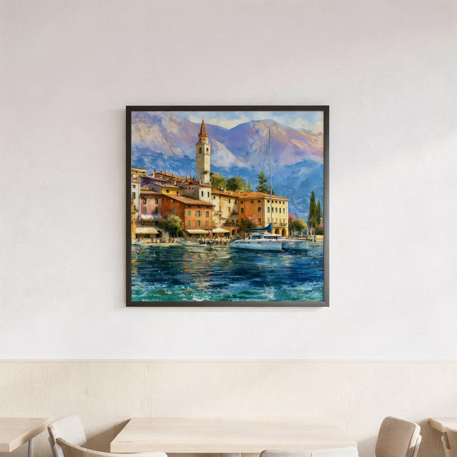 Sirmione Lake Garda Italy Watercolor Print: Travel Art Poster Square - Image 3