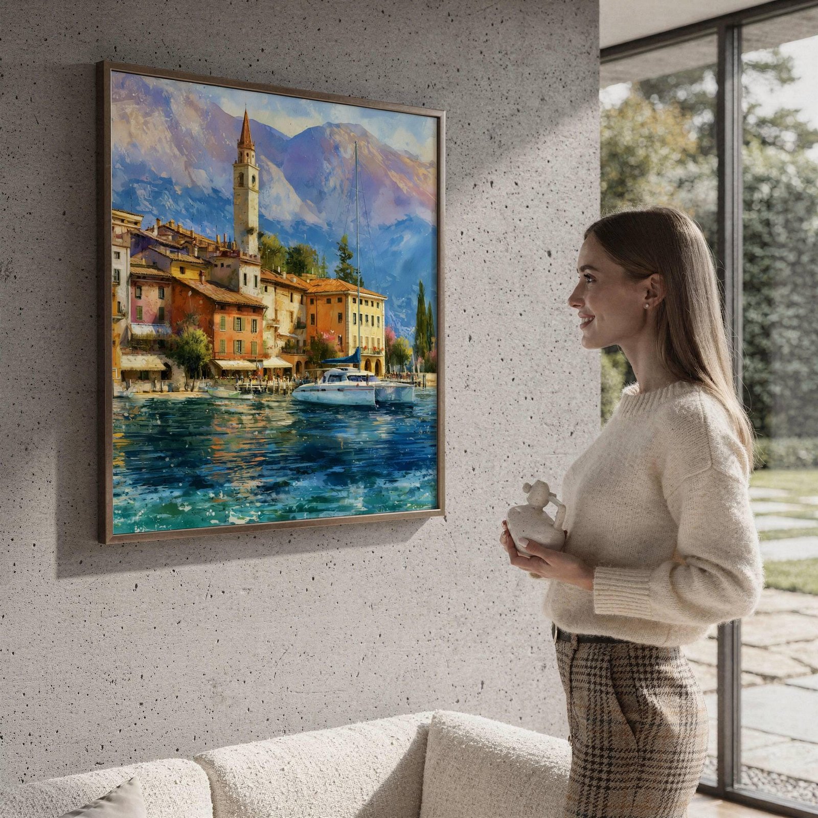 Sirmione Lake Garda Italy Watercolor Print: Travel Art Poster Square - Image 4