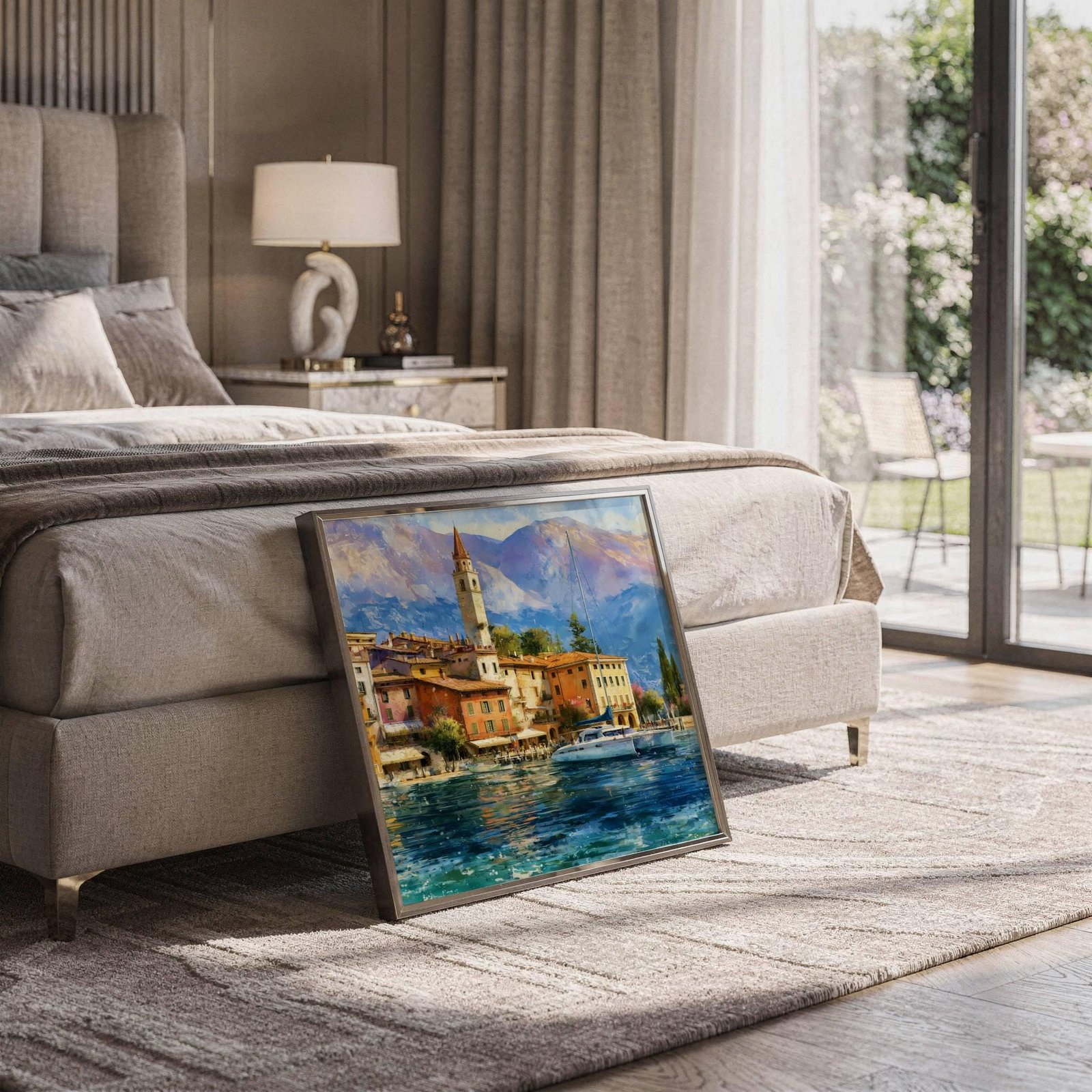 Sirmione Lake Garda Italy Watercolor Print: Travel Art Poster Square - Image 5