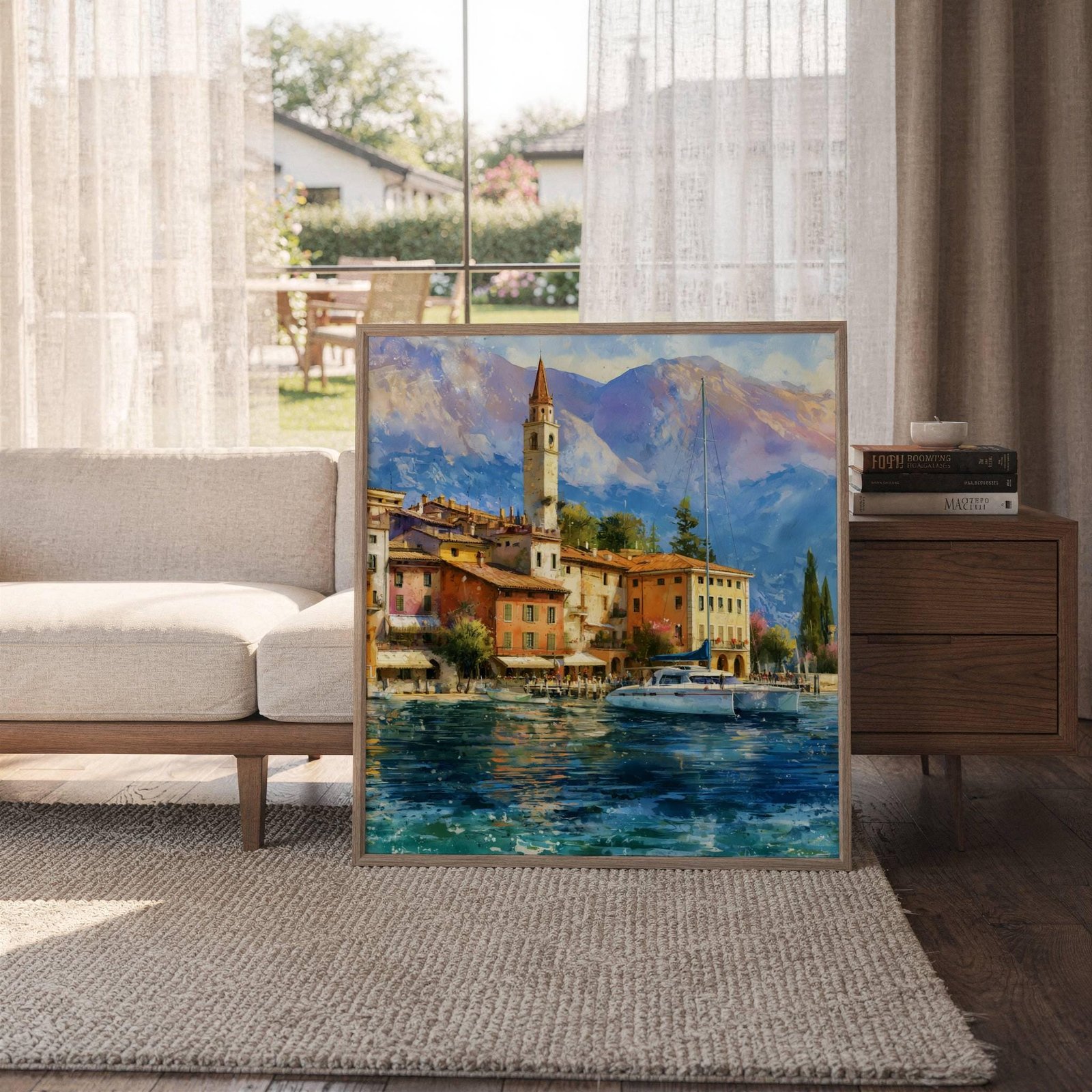 Sirmione Lake Garda Italy Watercolor Print: Travel Art Poster Square - Image 6