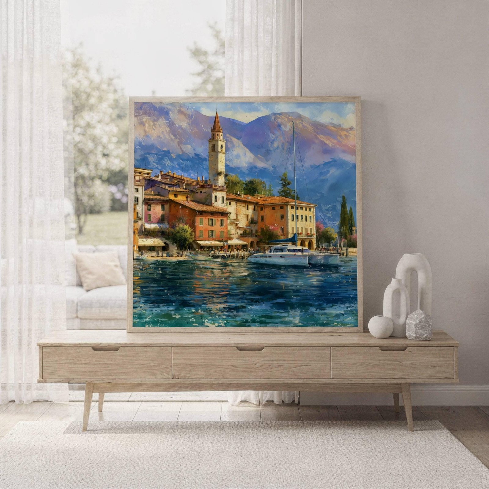 Sirmione Lake Garda Italy Watercolor Print: Travel Art Poster Square - Image 7