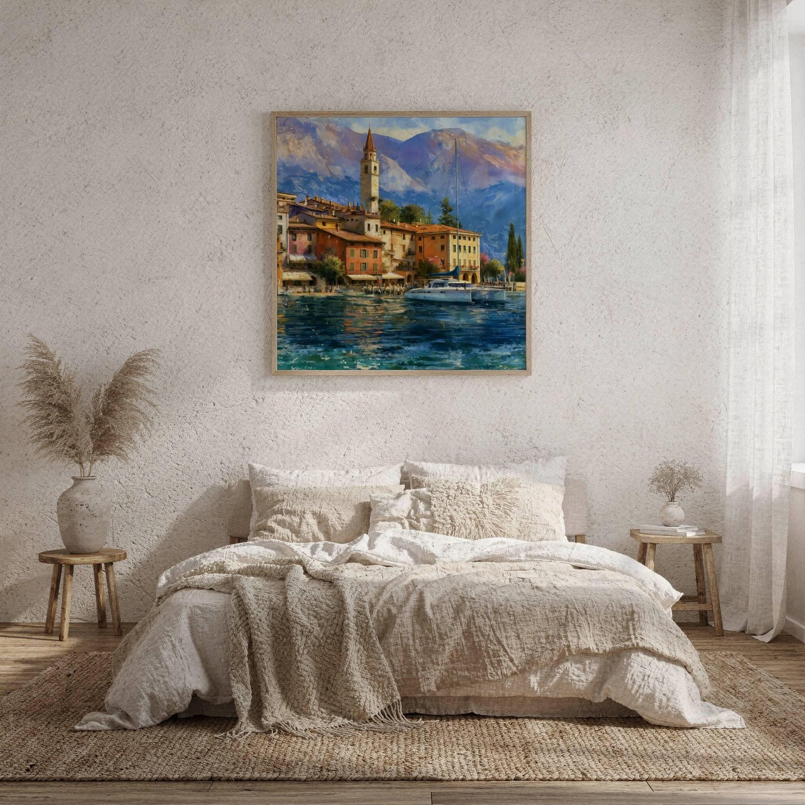 Sirmione Lake Garda Italy Watercolor Print: Travel Art Poster Square - Image 9