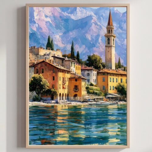 Garda Lake Garda Italy Watercolor Print: Travel Art Poster