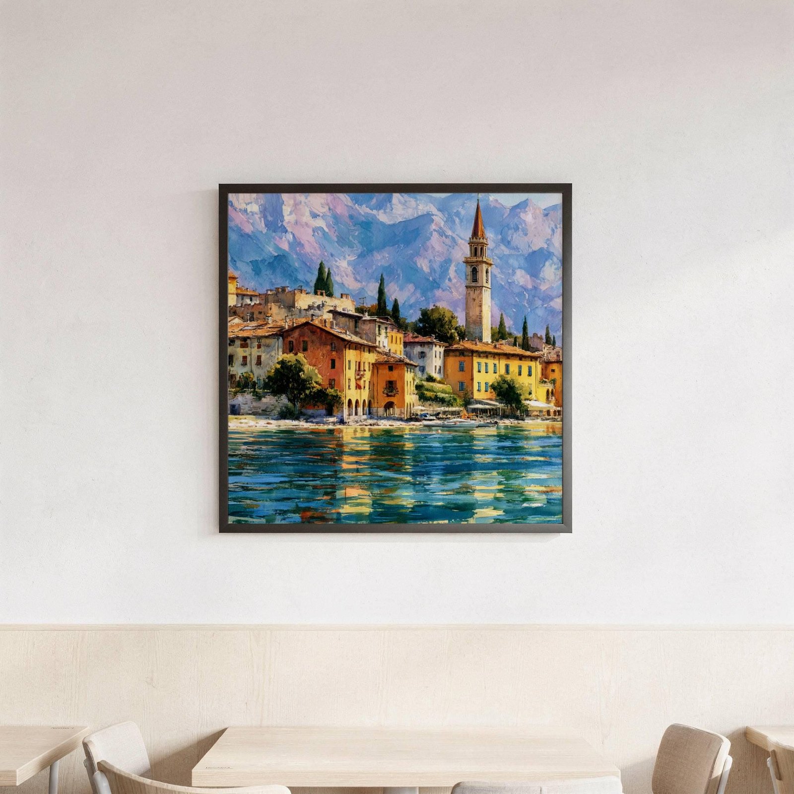 Lake Garda Village Italy Watercolor Print: Italian Travel Art Poster Square - Image 3