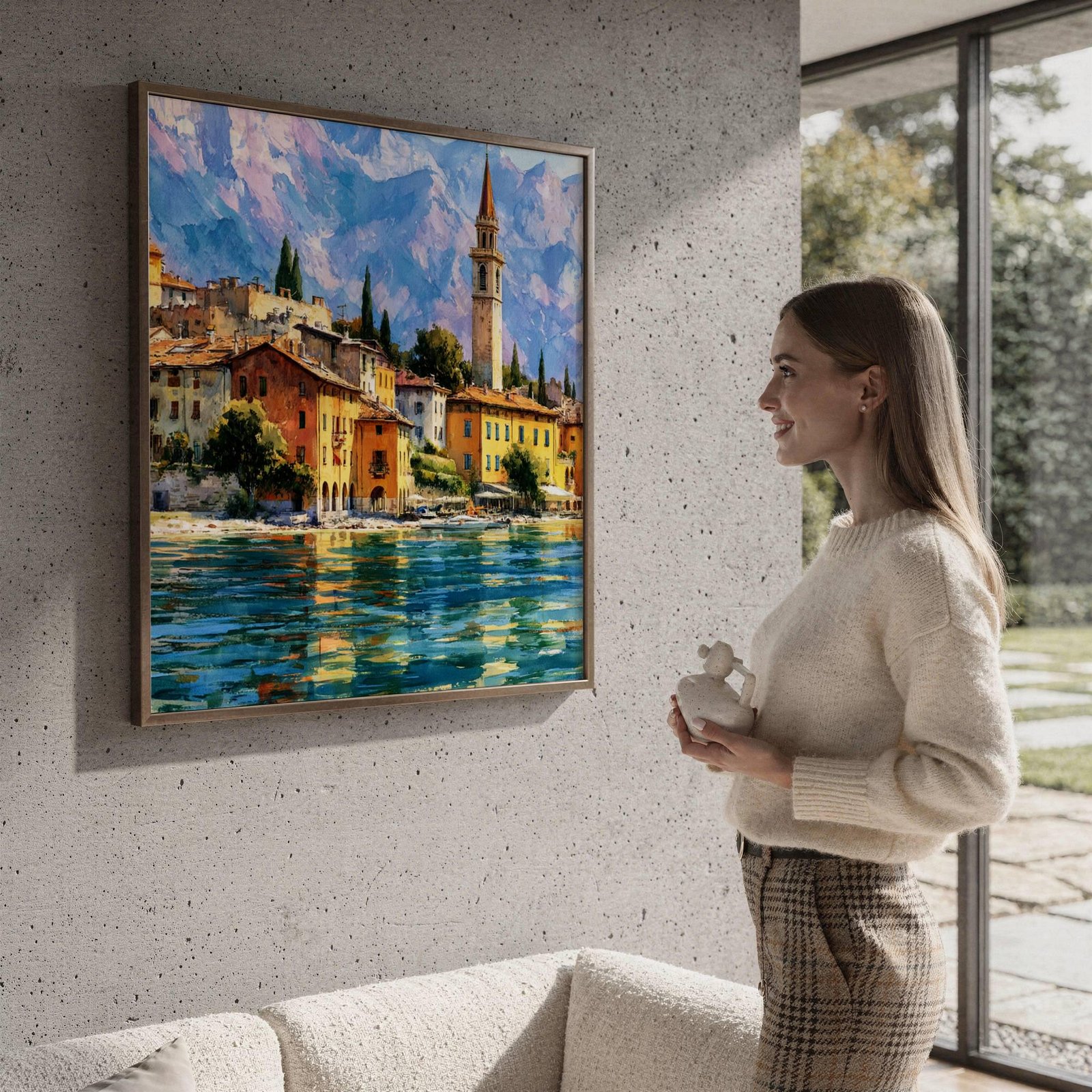 Lake Garda Village Italy Watercolor Print: Italian Travel Art Poster Square - Image 4