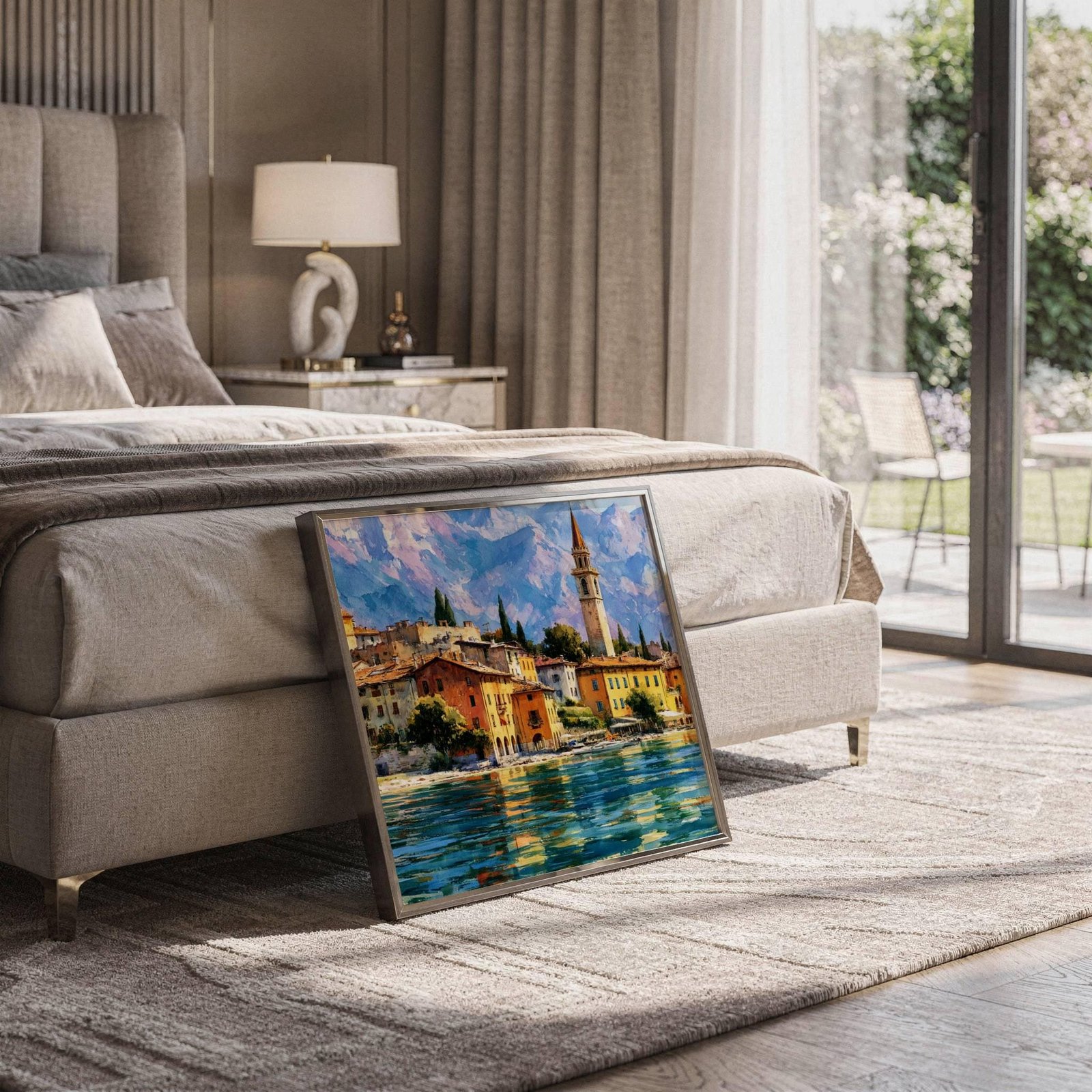 Lake Garda Village Italy Watercolor Print: Italian Travel Art Poster Square - Image 5