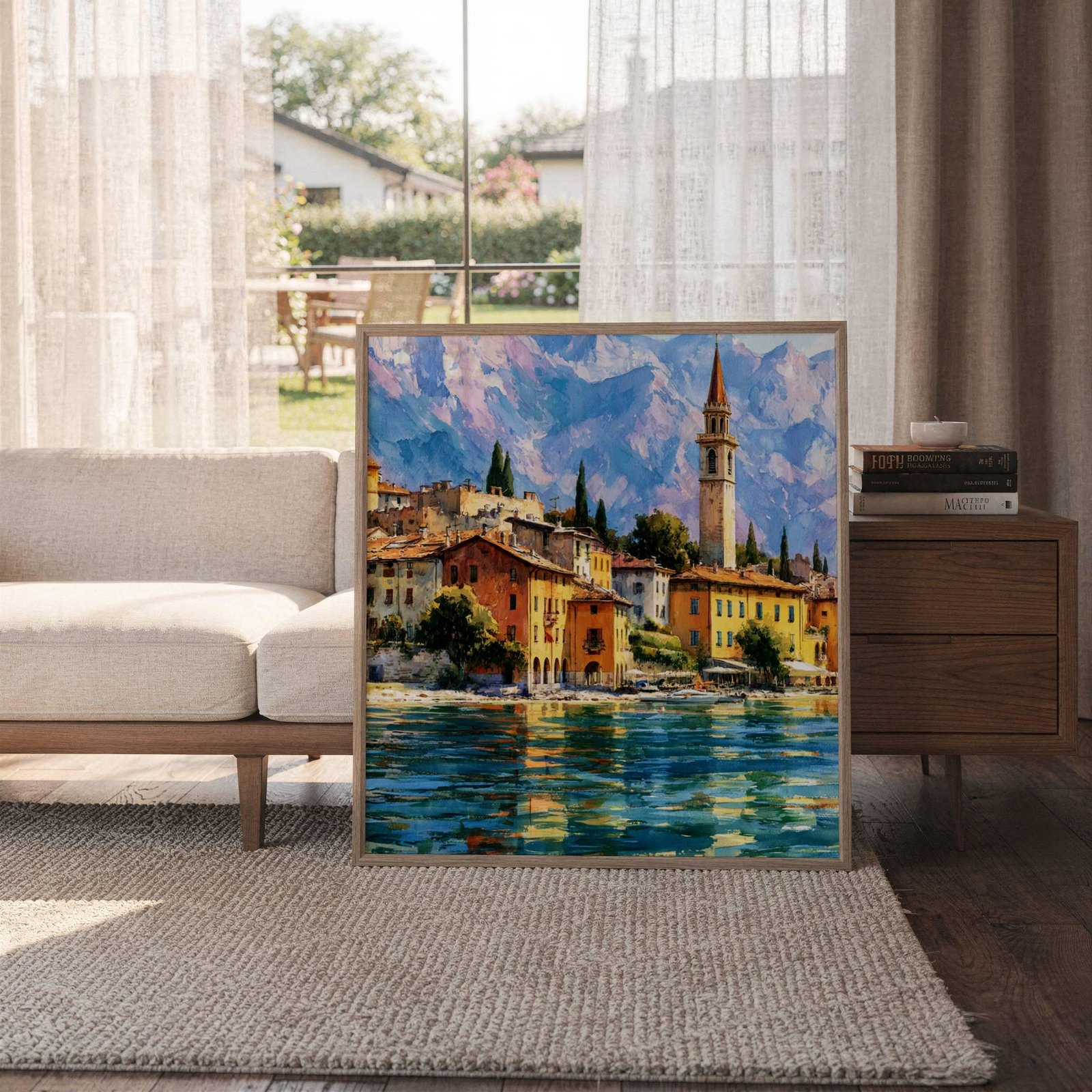 Lake Garda Village Italy Watercolor Print: Italian Travel Art Poster Square - Image 6