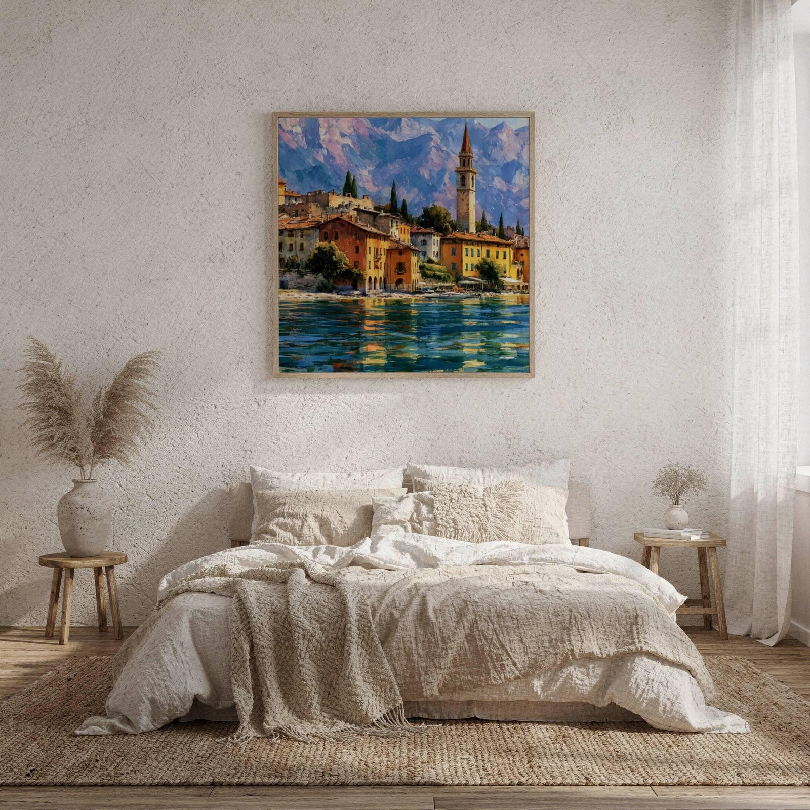 Lake Garda Village Italy Watercolor Print: Italian Travel Art Poster Square - Image 9