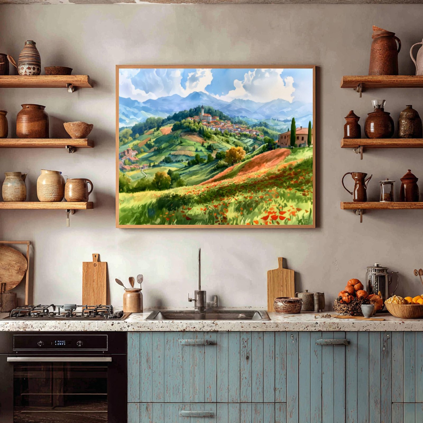 Lombardy Hilltop Village Italy Watercolor Print: Italian Travel Art Poster - Image 7