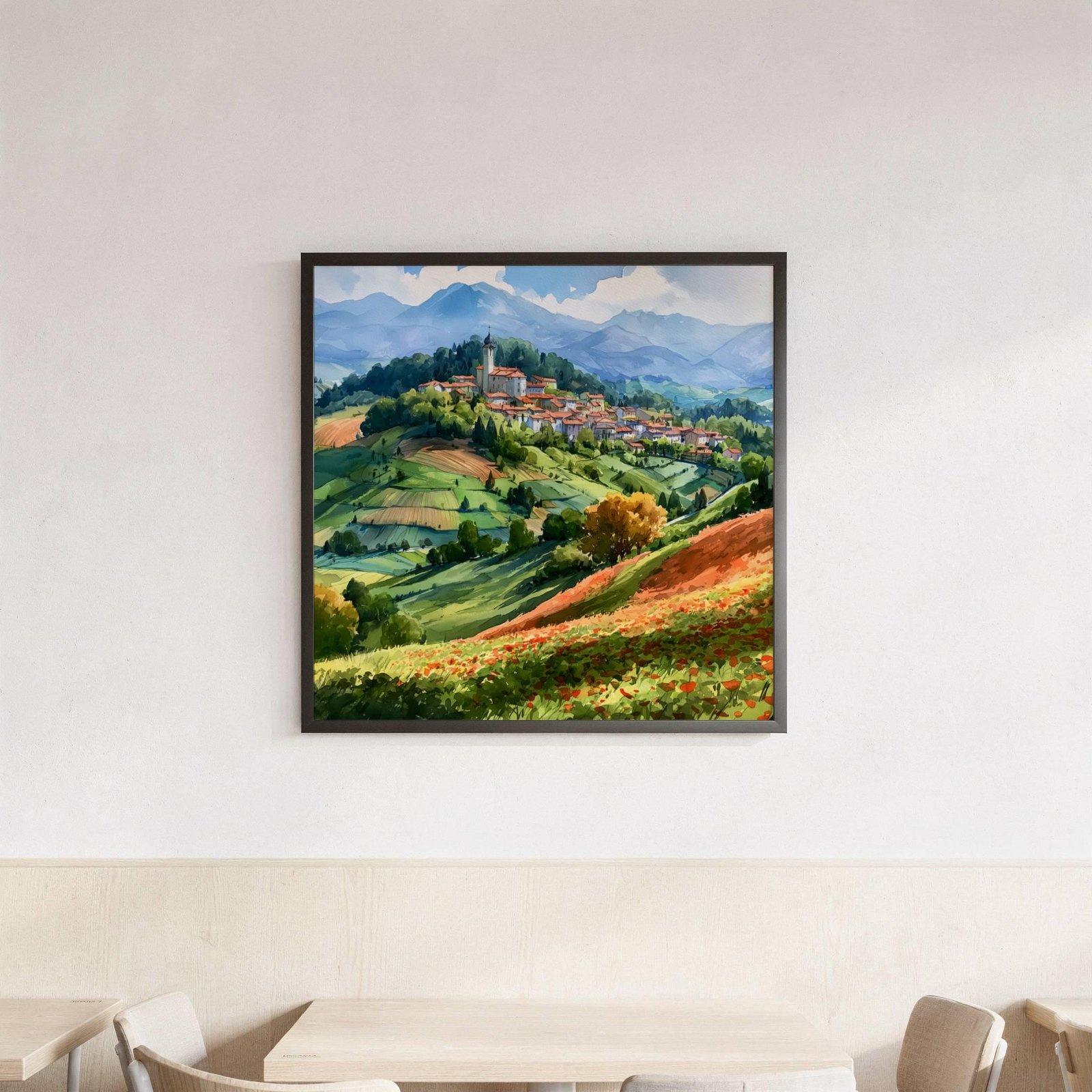 Lombardy Hilltop Village Italy Watercolor Print: Italian Travel Art Poster Square - Image 3
