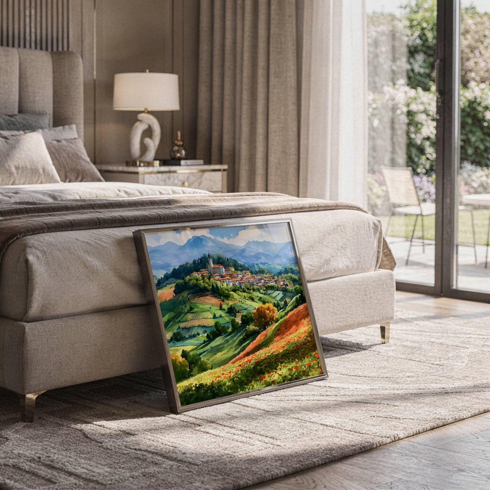 Lombardy Hilltop Village Italy Watercolor Print: Italian Travel Art Poster Square - Image 5