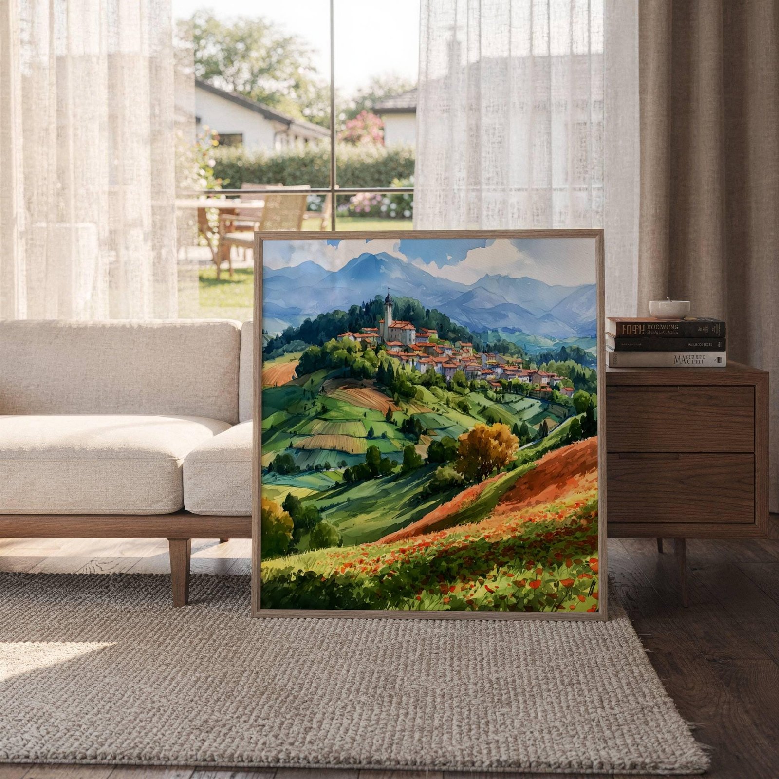 Lombardy Hilltop Village Italy Watercolor Print: Italian Travel Art Poster Square - Image 6
