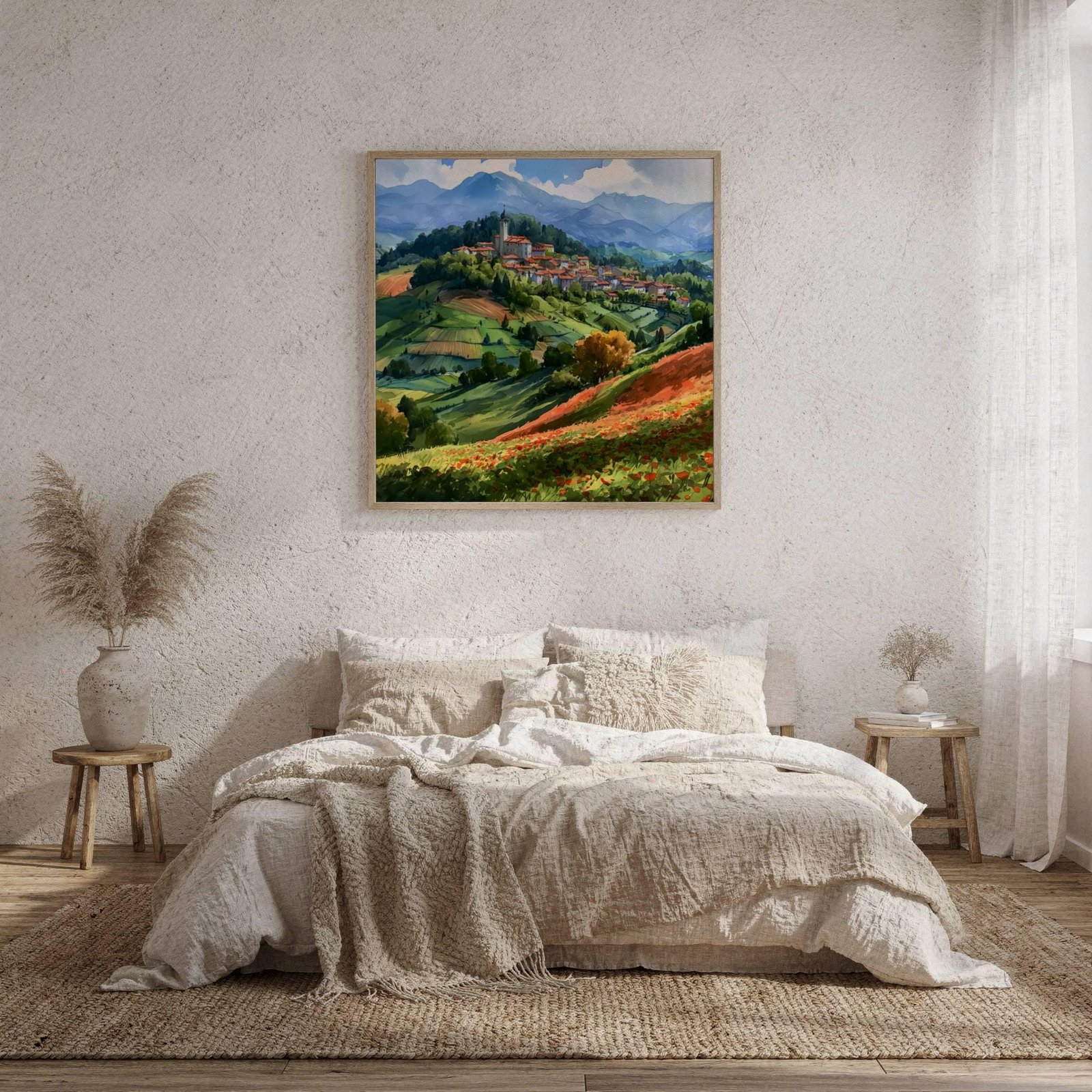 Lombardy Hilltop Village Italy Watercolor Print: Italian Travel Art Poster Square - Image 9