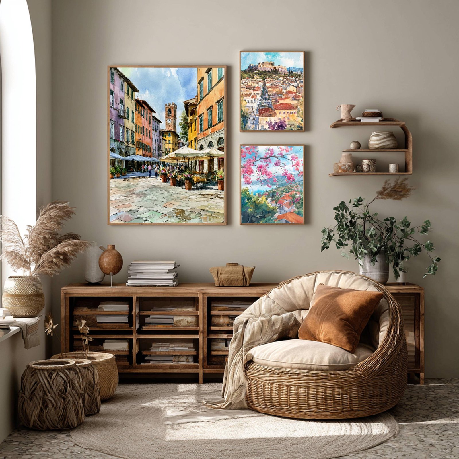 Lucca Tuscany Italy Europe Watercolor Print: Italian Travel Art Poster - Image 2