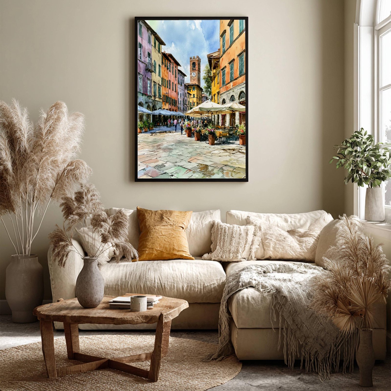Lucca Tuscany Italy Europe Watercolor Print: Italian Travel Art Poster - Image 4
