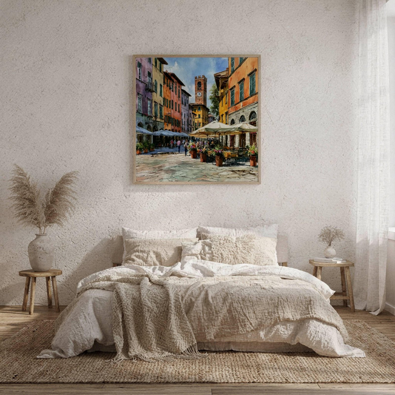 Lucca Tuscany Italy Watercolor Print: Italian Travel Art Poster Square - Image 9