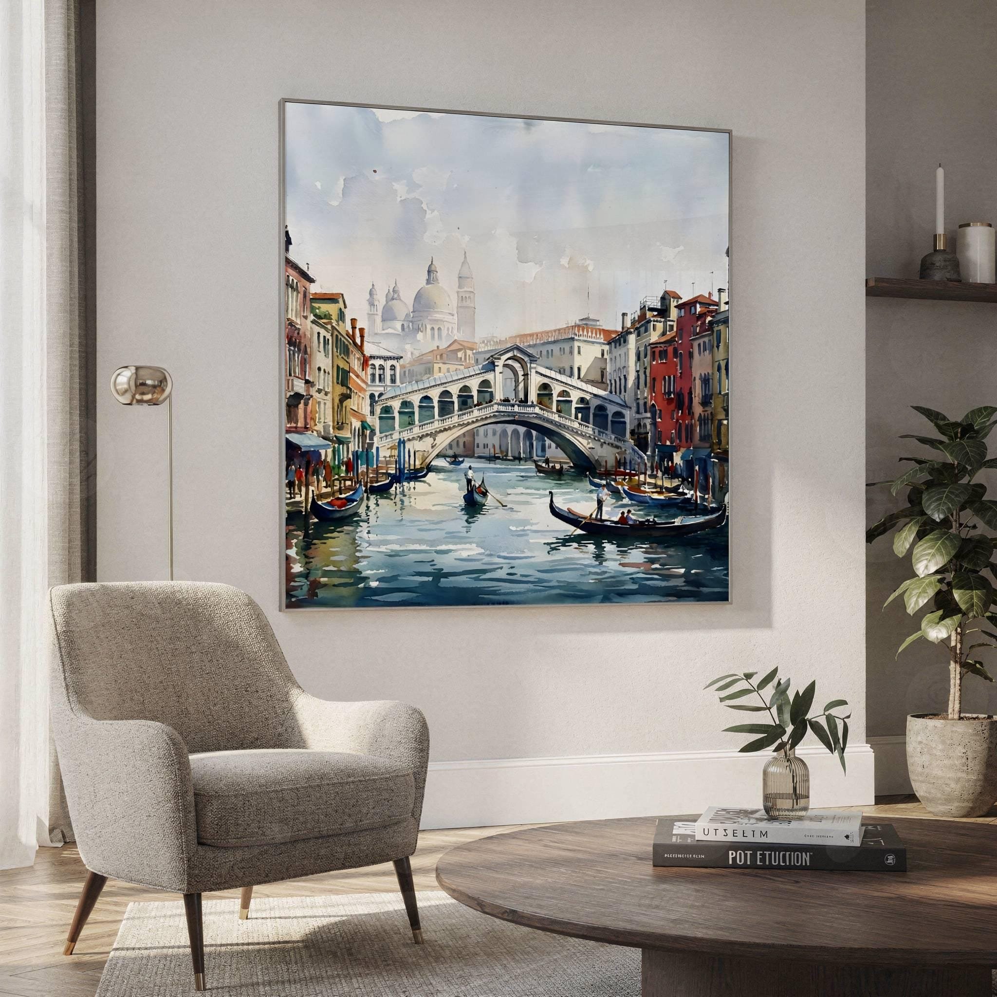 Venice Grand Canal Italy Watercolor Print: Rialto Bridge Travel Art Poster - Image 2