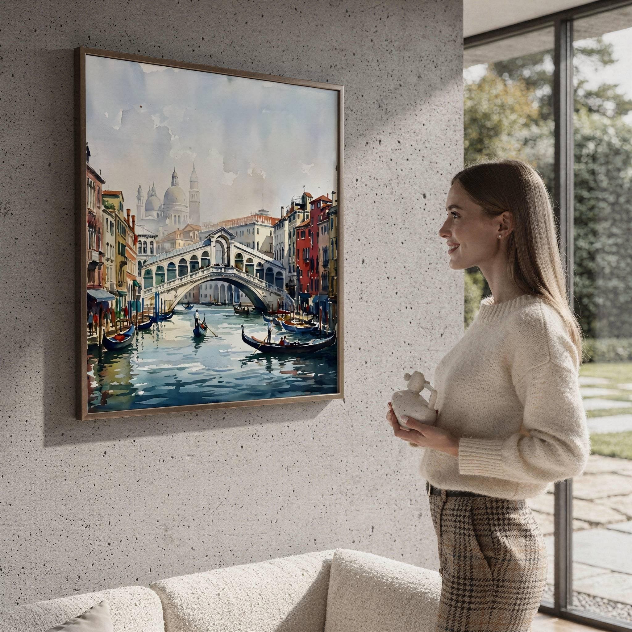 Venice Grand Canal Italy Watercolor Print: Rialto Bridge Travel Art Poster - Image 4