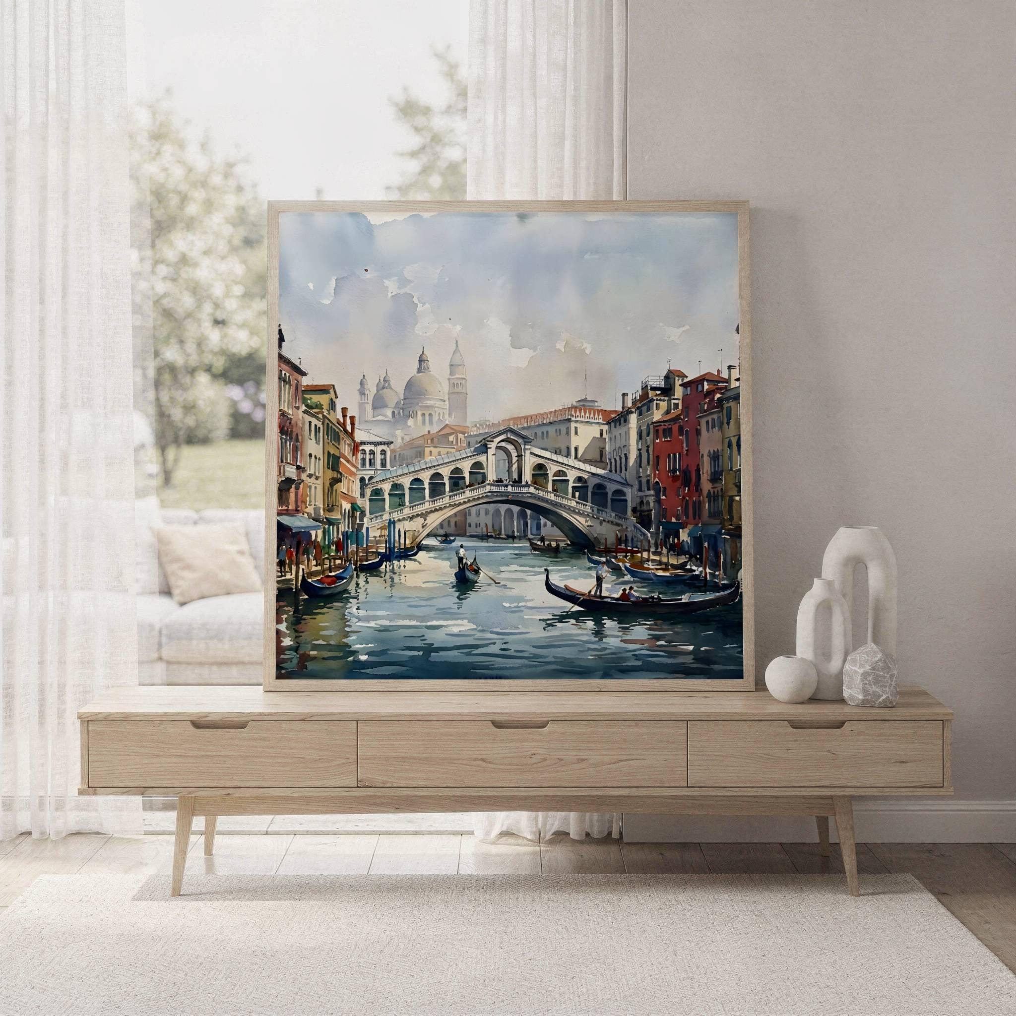 Venice Grand Canal Italy Watercolor Print: Rialto Bridge Travel Art Poster - Image 7