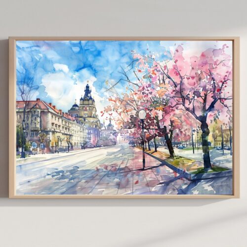 Katowice Poland Watercolor Print: Polish Travel Art Poster