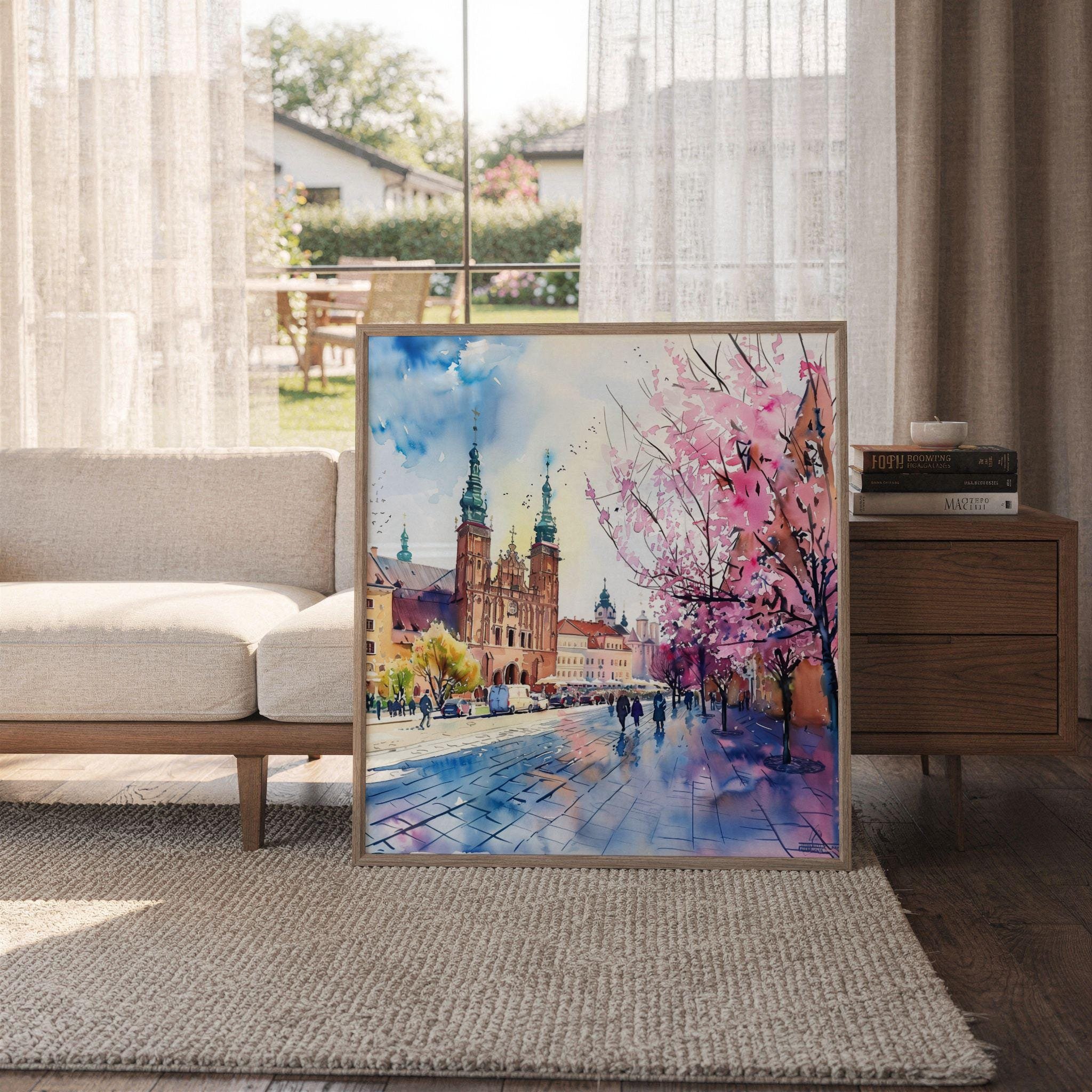Krakow Poland Watercolor Print: Polish Travel Art Poster Square - Image 6