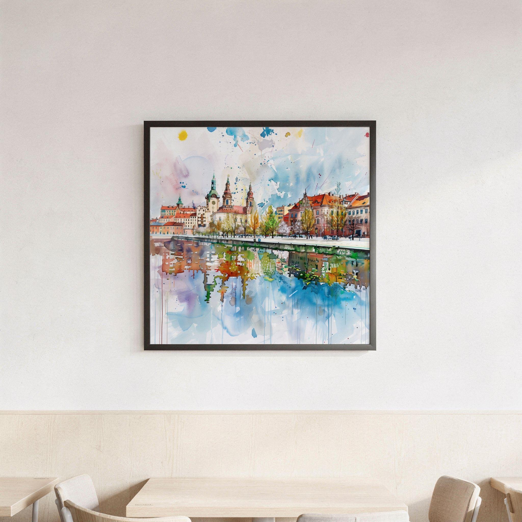 Lodz Old Town Poland Watercolor Print: Polish Travel Art Poster Square - Image 3
