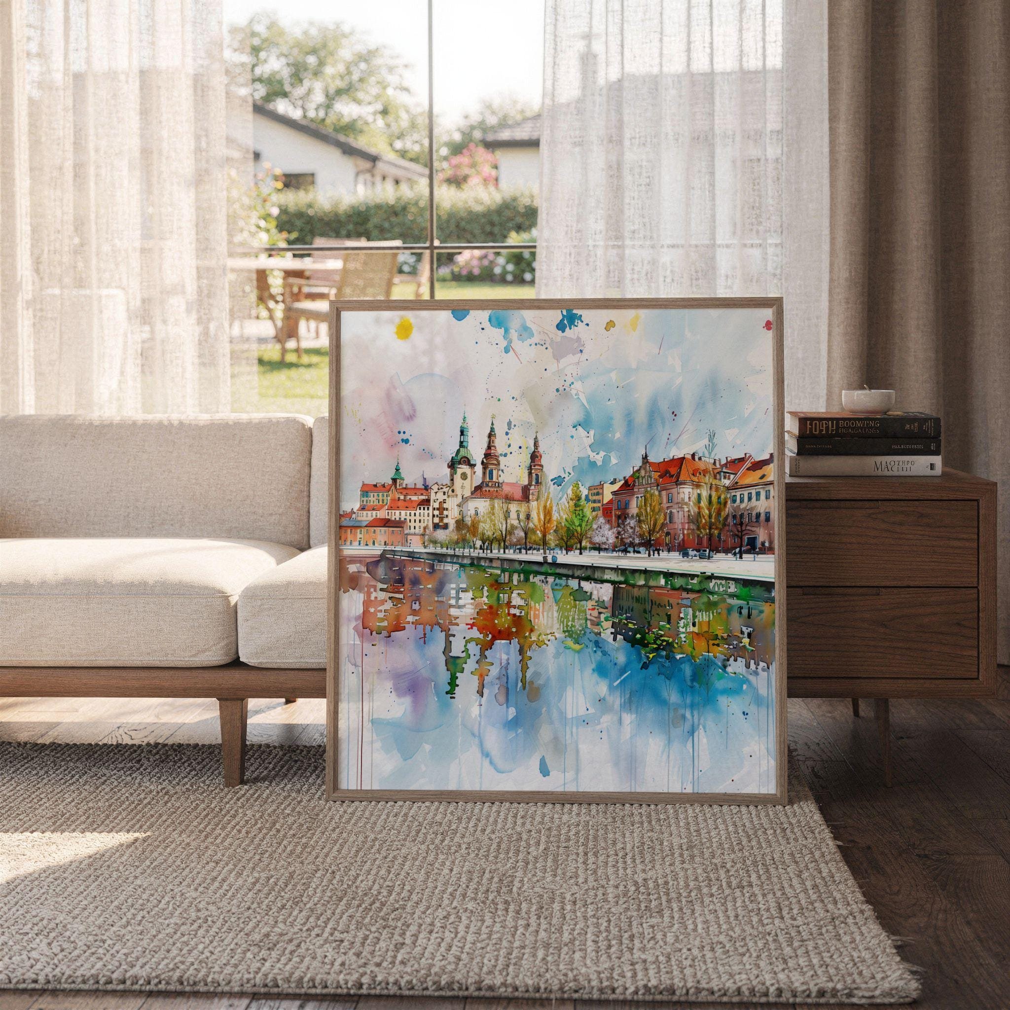Lodz Old Town Poland Watercolor Print: Polish Travel Art Poster Square - Image 6
